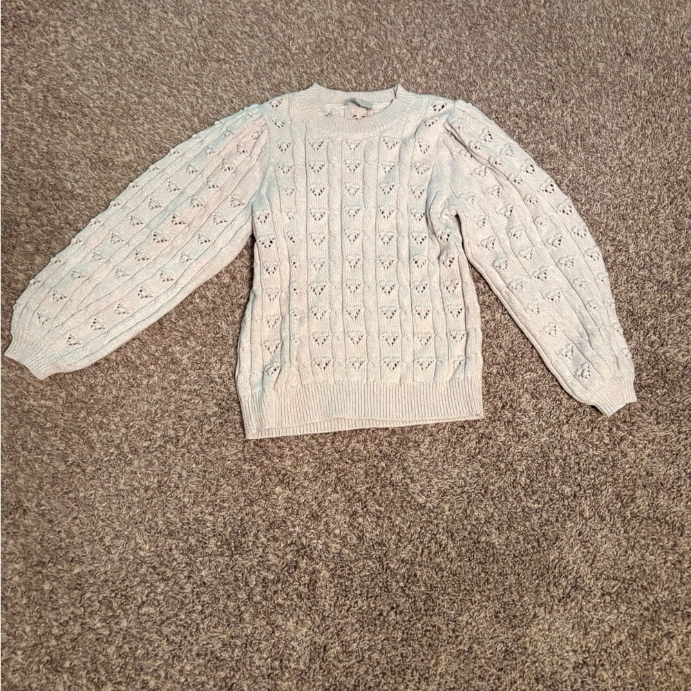 LOFT Cream Cable Knit Crew Neck Sweater